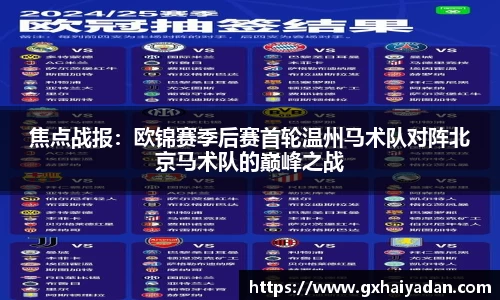 焦点战报：欧锦赛季后赛首轮温州马术队对阵北京马术队的巅峰之战